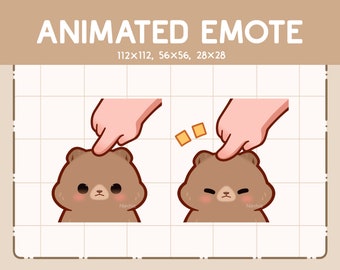 Animated Emote - Kawaii and Adorable Grizzly Bear Getting Pressed on The Head - Funny Cartoon Emote - Streamer Emote