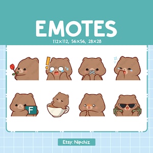 Cute Grizzly Bear Emotes 8 Pack / Chibi Grizzly Bear Emotes for Streamer / Kawaii Emoji Set