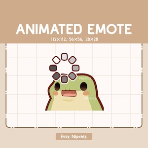 Animated Emote Chibi Frog Is Confused Showed By a Loading Sign - Funny Cartoon Emote - Ready to Use - Chibi Emote for Streamer