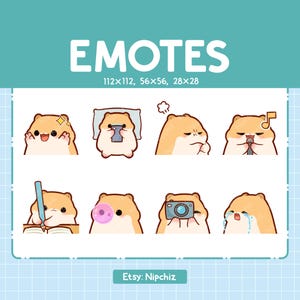 Golden Hamster Emotes / Cute Emoji Pack / 8 Golden Hamster Emotes for Streaming / Bundle Emotes