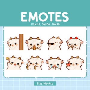 Kawaii White Goat Emotes (8) – Cute Emotes for Streamer – Chibi Goat  Emoji Bundle