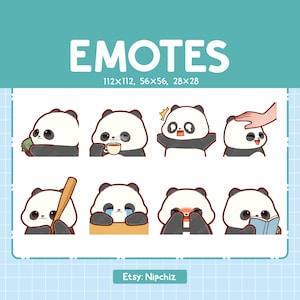 Emoticones de panda kawaii (8): lindos emotes para streamers: paquete de emojis de panda chibi