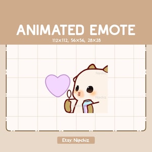 Animated Emote Goat is Blowing a Love Shaped Soap Bubble - Chibi Cartoon Emote - Ready to Use - Funny Emote