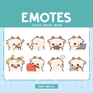 White Goat Bundle | Emotes for Streaming | 8 Cute Goat Emotes | Kawaii Emotes | Funny emoji Pack