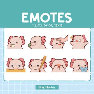 Chibi Axolotl Emotes für Tracking - (8) kawaii Emotes - Nettes Axolotl Emote Bundle - Lustige Emotes