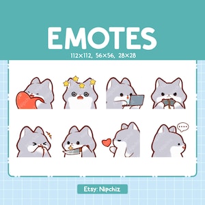 Cute Wolf Emotes 8 Pack | Chibi Wolf Emotes for Streamer | Kawaii Emoji Set