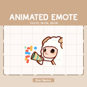 Animated Emote Chibi Sheep Celebrating The Moment With His Party Popper / Chibi Funny Emote / Emote for Streaming / Cartoon Emote