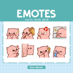 Emotikony Baby Pig / 8 uroczych zestawów Pig / Emotikony dla Streamer Kawaii Emoji Pack