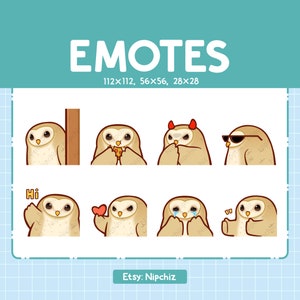 Emotes effraie des clochers en streaming | Emoji animaux kawaii | (8) Pack d'émoticônes chouette effraie des clochers