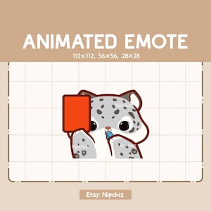 Emote animé mignon léopard des neiges donnant un coup de sifflet et montrant un carton rouge - Emote drôle dessin animé - Emote kawaii
