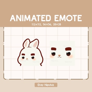 Animated Emote Chibi Rabbit Lifting His Thick Fabulous Eyebrows - Cute Funny Emote - Ready to Use - Kawaii Emote