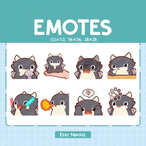Chibi Black Dragon Emotes for Streaming - (8) kawaii Emotes – Cute Black Dragon Emote Bundle – Funny Emotes
