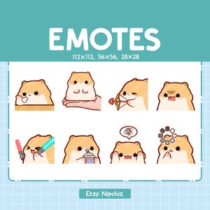 Chibi Golden Hamster Emotes for Streaming - (8) kawaii Emotes – Cute Golden Hamster Emote Bundle – Funny Emotes