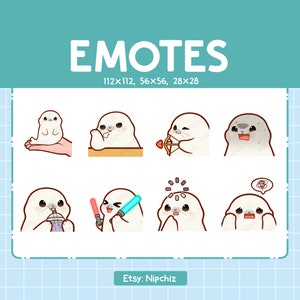 Chibi Harp Seals Emotes for Streaming - (8) kawaii Emotes – Cute Harp Seals Emote Bundle – Funny Emotes