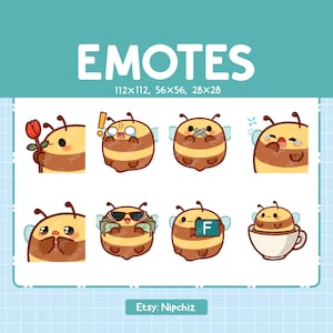Chibi Bee Emotes for Streamer (8) - Kawaii Cute Bee - Emoji Pack for Streaming