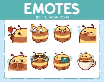 Chibi Bee Emotes for Streamer (8) - Kawaii Cute Bee - Emoji Pack for Streaming