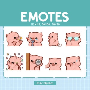 Baby Pig Emotes for Streaming | Kawaii Animal Emoji | (8) Cute Pig Emote Pack
