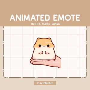 Animiertes Emote Süße Hand präsentiert Goldhamster / Lustiger Chibi Emote / Emote für Tracking / Cartoon Emote