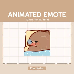 Animated Emote Chibi Grizzly Bear is Sleeping While Snoring - Cartoon Emote - Funny Emote for Streaming - Ready to Use