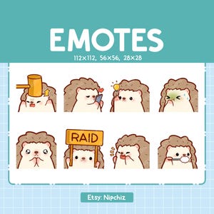 Kawaii Hedgehog Emotes (8) – Cute Emotes for Streamer – Chibi Hedgehog Emoji Bundle