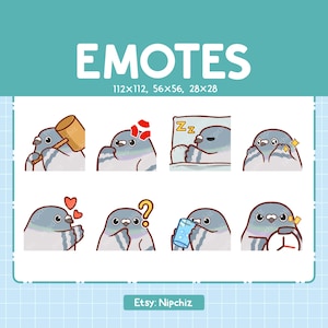 Pigeon Emotes for Streamer (8) - Kawaii Cute Pigeon - Emoji Pack for Streaming