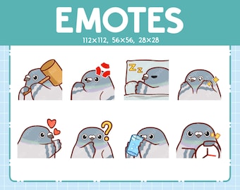 Pigeon Emotes for Streamer (8) - Kawaii Cute Pigeon - Emoji Pack for Streaming