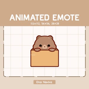 Emote animé mignon Emerge Grizzly en carton - Emote Chibi pour streamer - Emote dessin animé mignon - Prêt à l'emploi