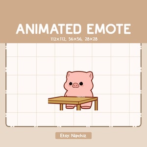 Geanimeerde emote Hartje boos door tafel voor zich om te draaien / Chibi-emote voor streaming