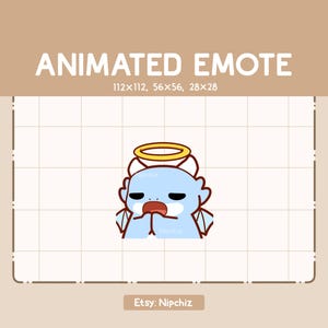 Animated Emote Cute Blue Dragon is Praying Seriously / Adorable Kawaii Emote / Cartoon Emote for Streaming