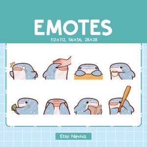 Chibi Whale Shark Emotes for Streaming - (8) kawaii Emotes – Cute Whale Shark Emote Bundle – Funny Emotes