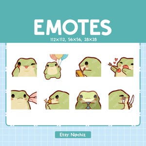 Emotki Żaby / 8 Uroczych Pakietów Żab / Emotki dla Streamerów Kawaii Emoji Pack