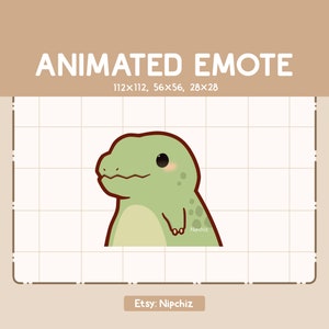Animowana emotka Uroczy dinozaur Trex idący do przodu/Emotka do przesyłania strumieniowego/Gotowa do użycia