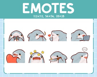 Cute Shark Emotes | 8 Emotes for Streamer | Cute Shark Emote Pack | Funny Emotes