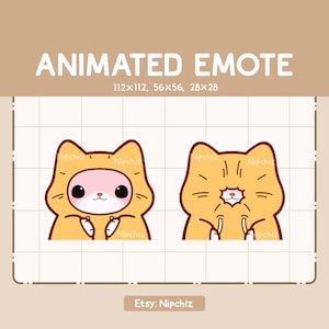 Animated Emote Cute Pink Cat Is Hiding and Revealing His Face With His Hoodie - Adorable Cartoon Emote