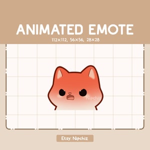Gesto animado El gato blanco enojado con la cara roja muestra su ira - Gesto Chibi - Listo para usar