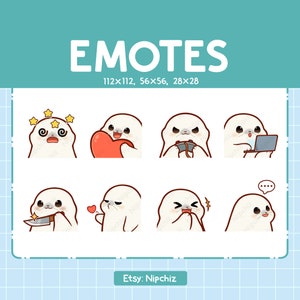 Harp Seals Emotes / 8 Cute Harp Seals Bundle / Emotes for Streamer Kawaii Emoji Pack
