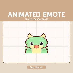 Animated Emote Cute Green Dragon is Licking Joyfully - Cartoon Emote - Funny Emote for Streaming - Ready to Use
