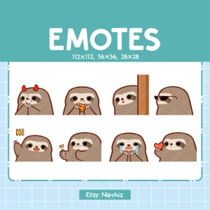 Chibi Sloth Emotes for Streaming - (8) kawaii Emotes – Cute Sloth Emote Bundle – Funny Emotes