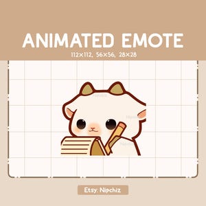 かわいいヤギがメモを取っているアニメーション絵文字 / 愛らしい漫画絵文字 / すぐに使用可能 / かわいい絵文字