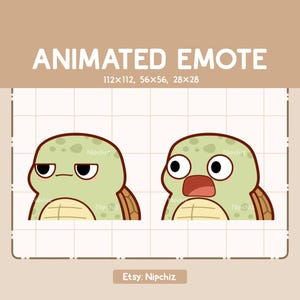 Animated Emote Chibi Turtle is Suddenly Shocked / Chibi Funny Emote / Emote for Streaming / Cartoon Emote