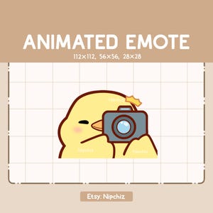 Animiertes Emote Chibi Küken macht ein Foto mit seiner Kamera / Chibi lustig Emote / Emote für Tracking / Cartoon Emote