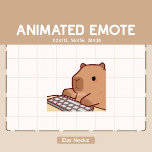 Animated Emote Capybara is Typing Through The Keyboard / Chibi Emote for Streamer
