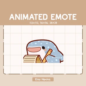 Animated Emote Chibi Whale Shark is Taking a Note / Kawaii Chibi Emote / Emote for Streamer