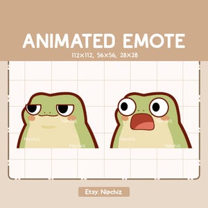 Geanimeerde emote Chibi-kikker is plotseling geschokt - chibi-tekenfilmemote - klaar voor gebruik - grappige emote