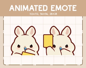 Animated Emote Adorable Kawaii Rabbit Blowing Whistle and Holding a Yellow Card - Emote for Streamer - Ready to Use