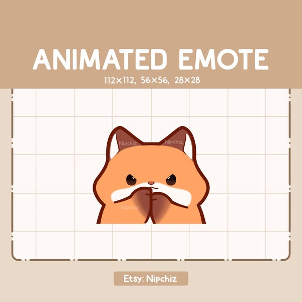 Gesto animado: Zorrito adorable que tiene un plan con cara de intrigante / Gesto divertido y lindo / Gesto kawaii adorable / Listo para usar