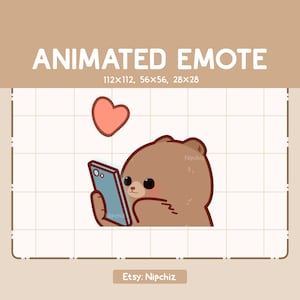 Animierter Grizzly Bär tippt auf sein Handy / Emote für Streamer / Ready to Use