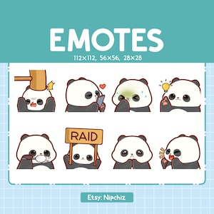 Gestos de panda chibi para transmisión: (8) emoticones kawaii, paquete de emoticones de panda lindo, emoticones divertidos