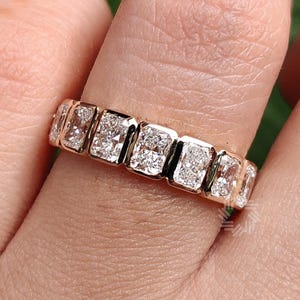 2.20 TCW Radiant Cut Moissanite Wedding Band, 14K Solid Gold Band, Bezel Setting Band, Half Eternity Band, Matching Band, Stackable Band