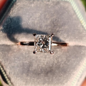 1 CT Princess Cut Moissanite Engagement Ring, 14K Solid Gold Ring, Solitaire Ring, Minimalist Ring, Stackable Ring, Promise Ring For Women